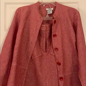 Red Linen Blazer and skirt 2 piece set!